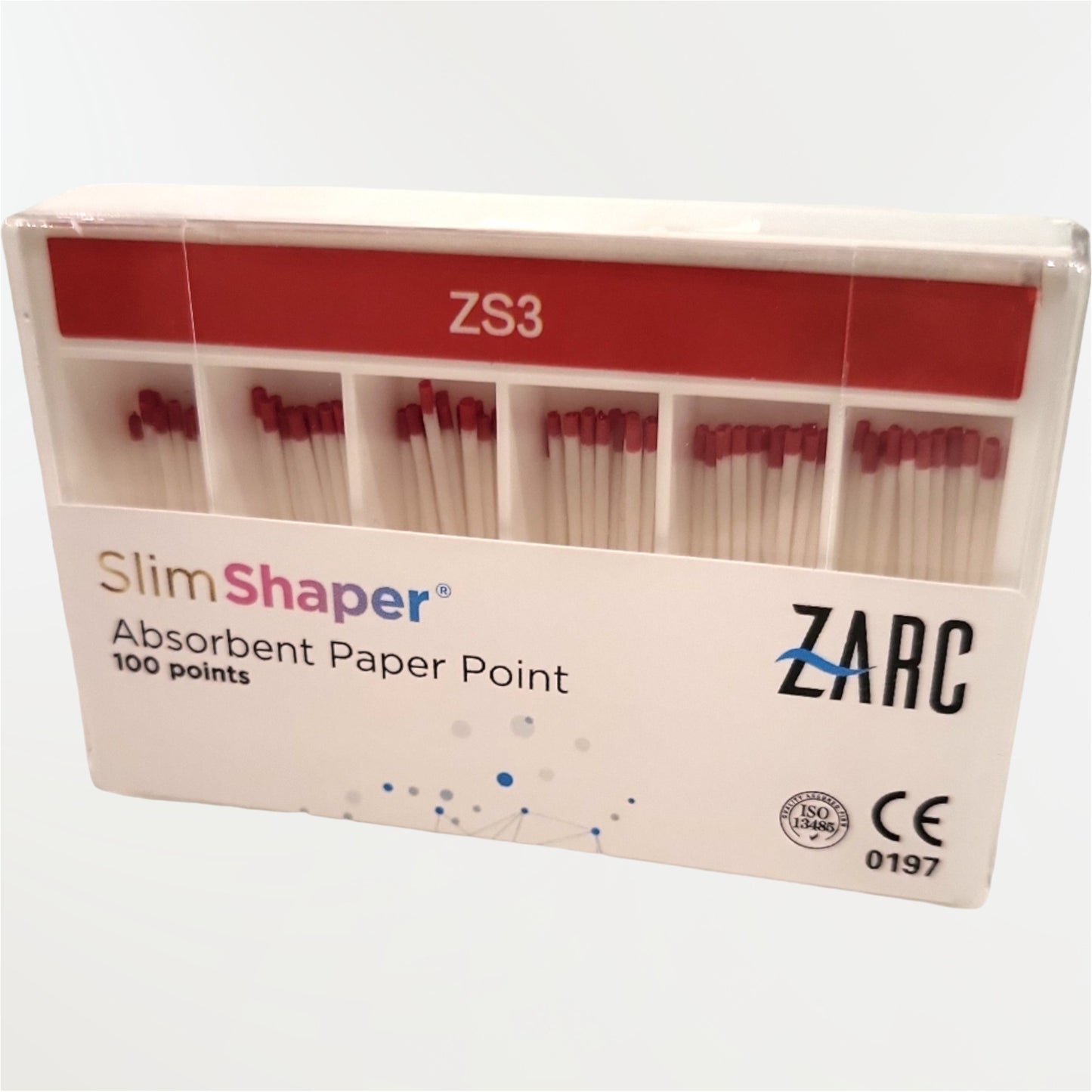 Pointes de papier Slim Shaper ZARC non stériles – conicité 4%, ZS1 ZS2 ZS3, boîte de 100