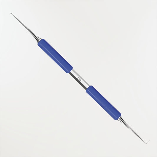 Fouloir Plugger Deppeler SIE2+FG B à double extrémité plate de 0,6 mm et de longueurs différentes pour la compaction en endodontie.