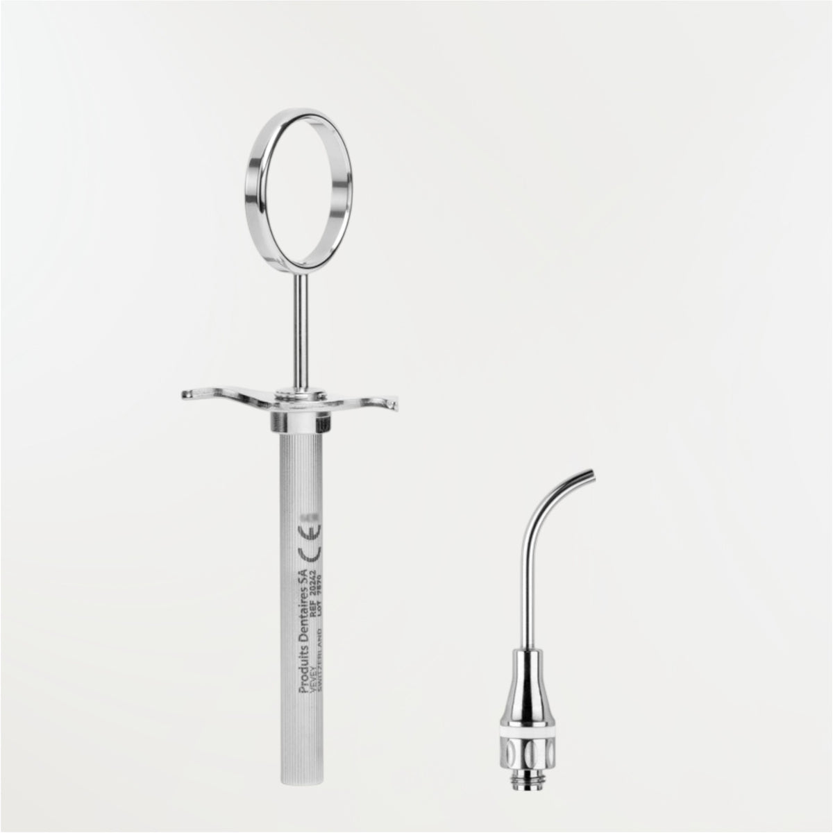 Kit MAP VPT avec seringue en acier inoxydable, embout blanc de 2,3 mm, pistons en plastique et accessoires pour l’application de biocéramiques en thérapie pulpaire vitale