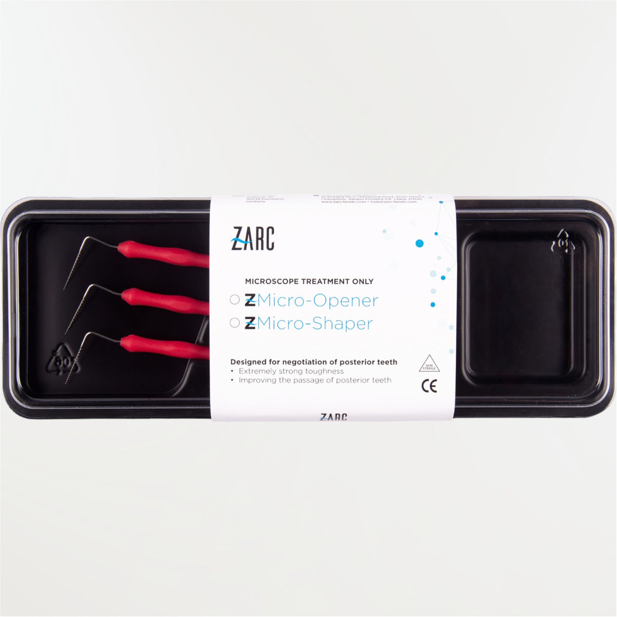 Micro Shapers ZARC limes H racleurs sur manche – nettoyage parois canalaires sous microscope, conicité 2%, 3 diamètres