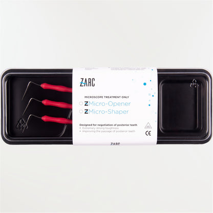 Micro Shapers ZARC limes H racleurs sur manche – nettoyage parois canalaires sous microscope, conicité 2%, 3 diamètres