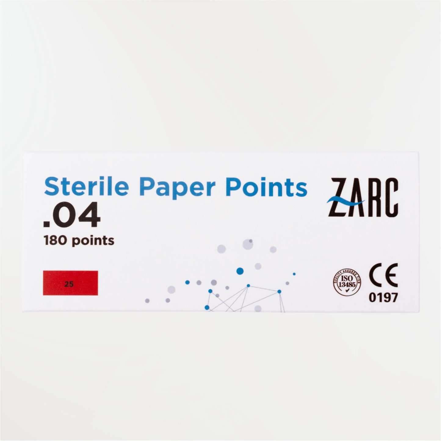 Pointes de papier stériles standardisées ZARC – 4 tailles 25/30 4%/6%, blisters individuels de 6, boîte 180