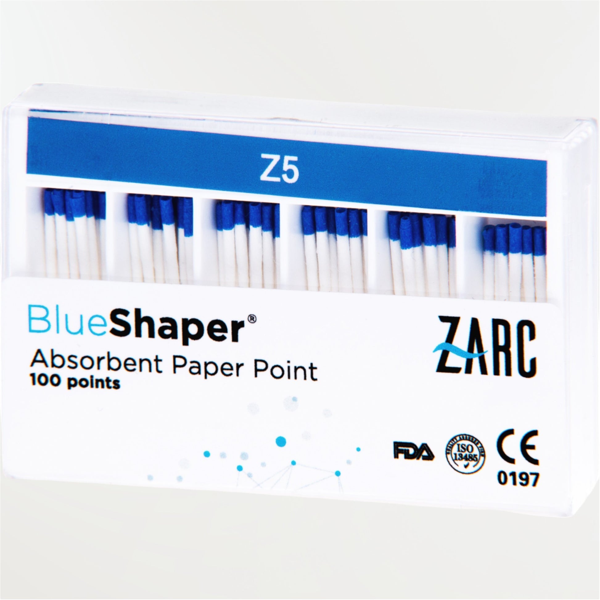 Pointes de papier BlueShaper ZARC non stériles – tailles Z3 à Z7, boîte de 100