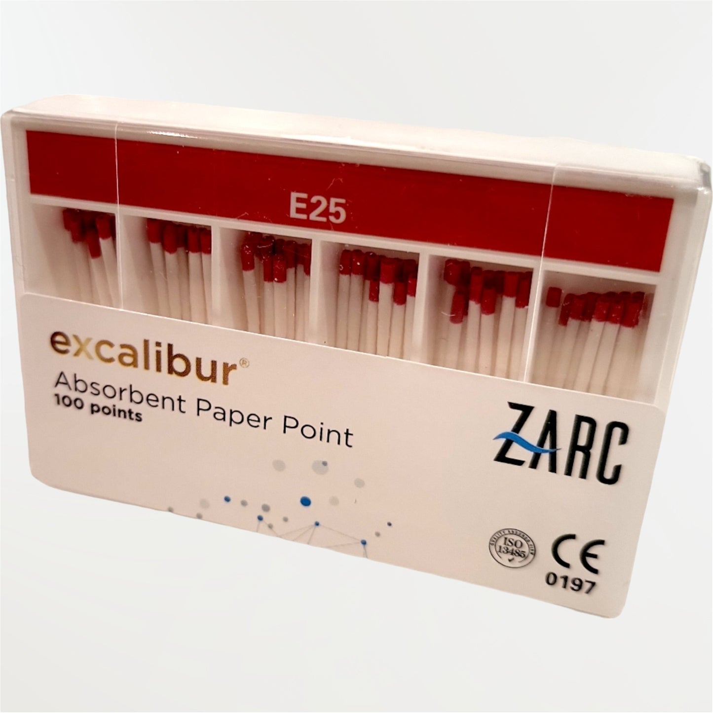 Pointes de papier Excalibur ZARC non stériles – conicité 5%, tailles E20 E25 E35 E45, boîte de 100