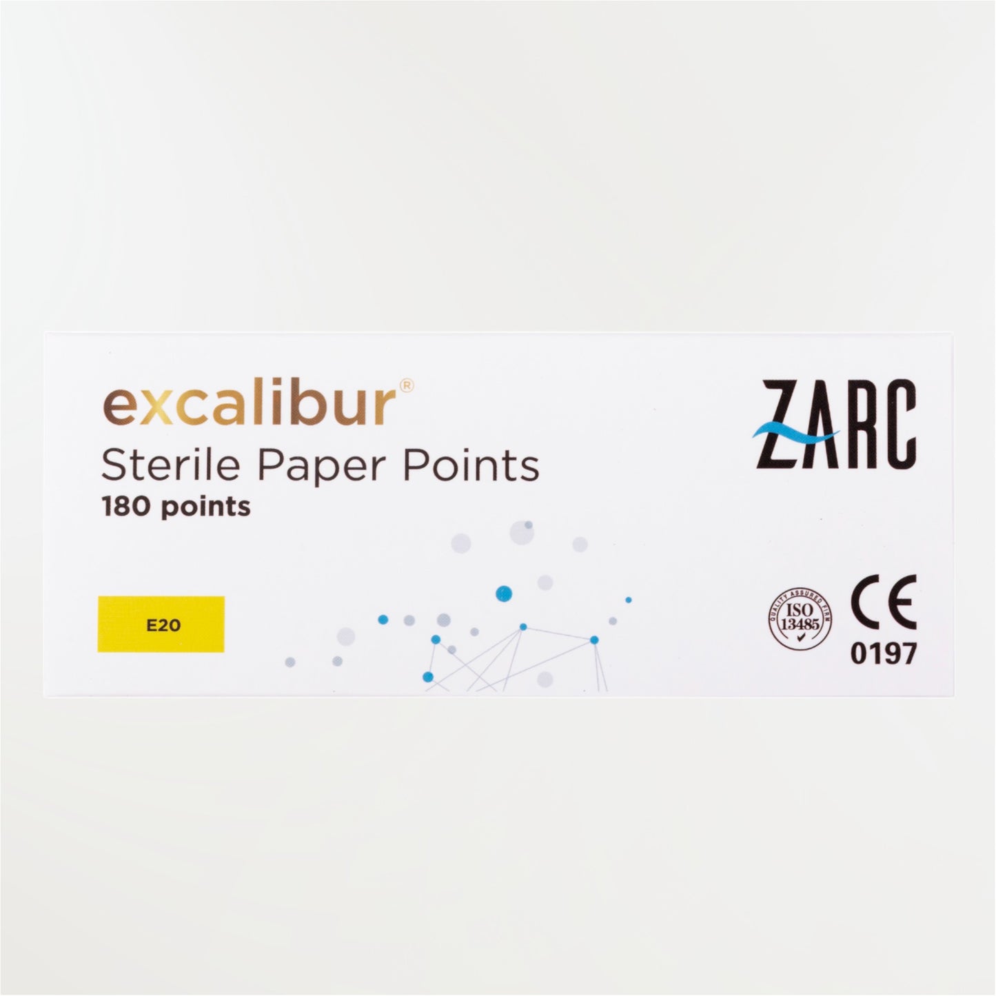 Pointes de papier stériles Excalibur ZARC – tailles E20 E25 E35 E45, blisters individuels de 6, boîte 180