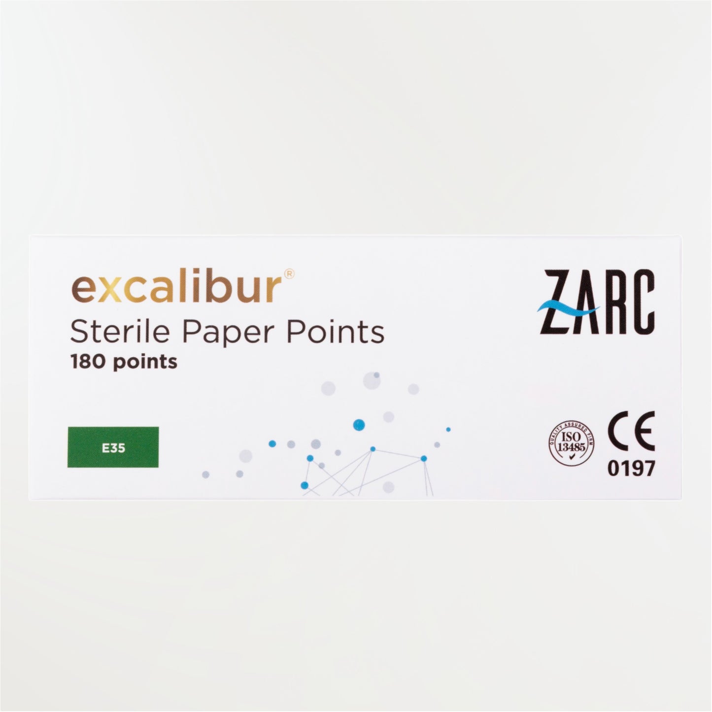 Pointes de papier stériles Excalibur ZARC – tailles E20 E25 E35 E45, blisters individuels de 6, boîte 180