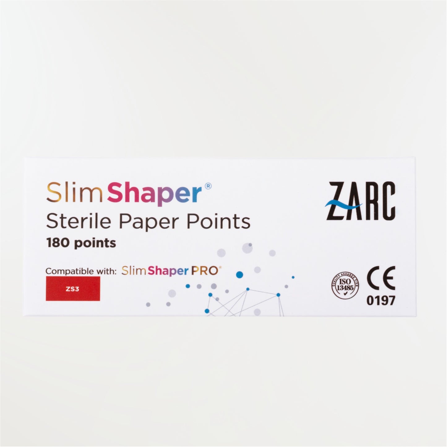 Pointes de papier stériles Slim Shaper ZARC – tailles ZS1 ZS2 ZS3, blisters individuels de 6, boîte 180
