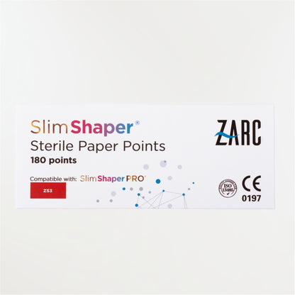 Pointes de papier stériles Slim Shaper ZARC – tailles ZS1 ZS2 ZS3, blisters individuels de 6, boîte 180