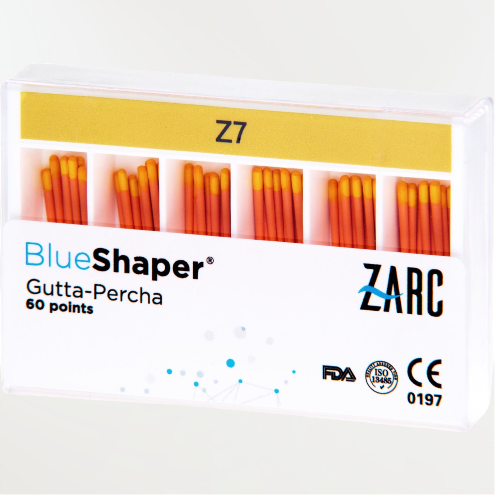 Cônes de gutta percha BlueShaper ZARC conicité 6% – Z3 à Z7, monocône biocéramique ou compaction à chaud