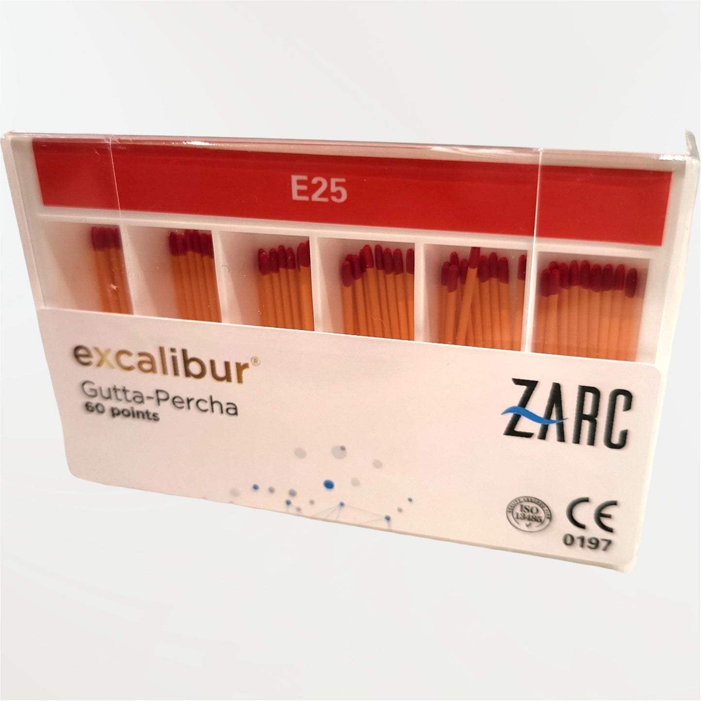 Cônes de gutta percha Excalibur ZARC conicité 5% – E20 à E45, monocône biocéramique ou compaction à chaud