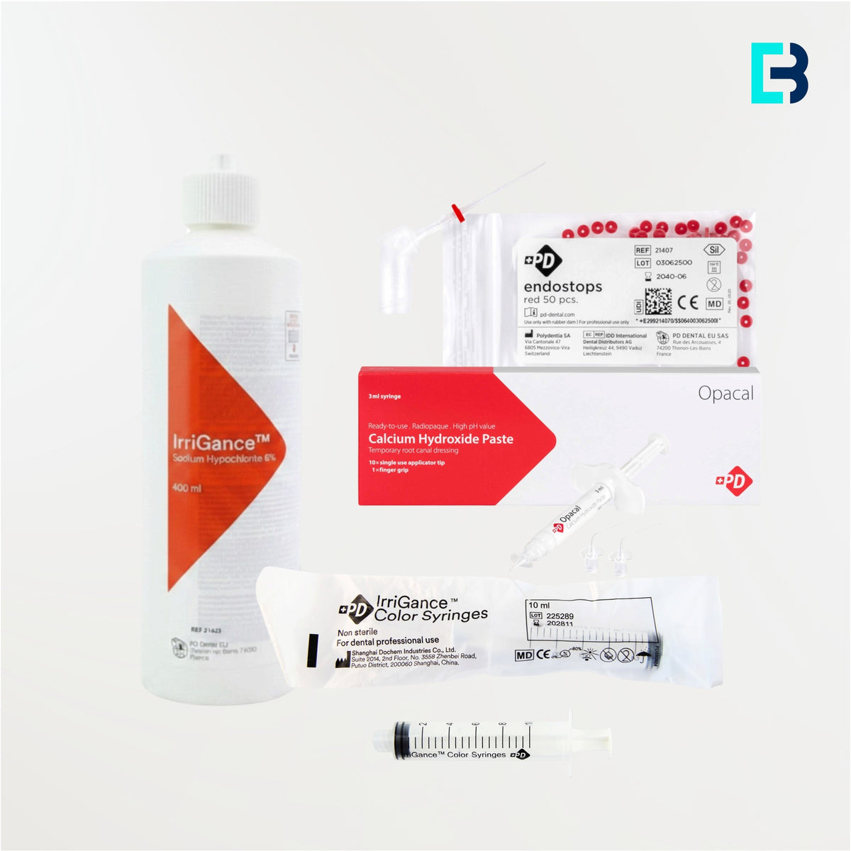 Kit Désinfection PDSA : hypochlorite IrriGance, seringues IrriGance, Irriflex et OPACAL