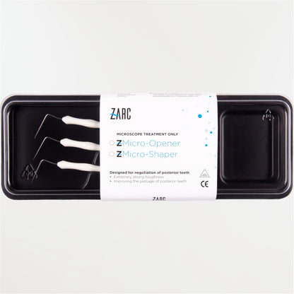 Micro Openers ZARC limes K sur manche – exploration canalaire sous loupe ou microscope, 3 diamètres 10 15 20/100