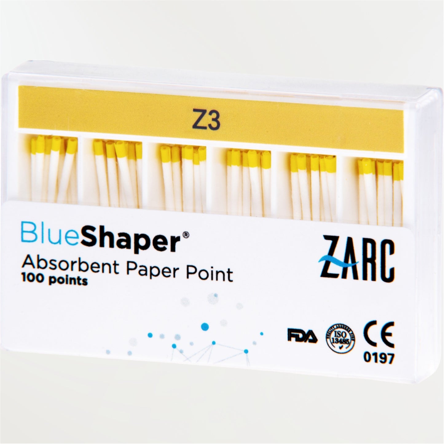 Pointes de papier BlueShaper ZARC non stériles – tailles Z3 à Z7, boîte de 100
