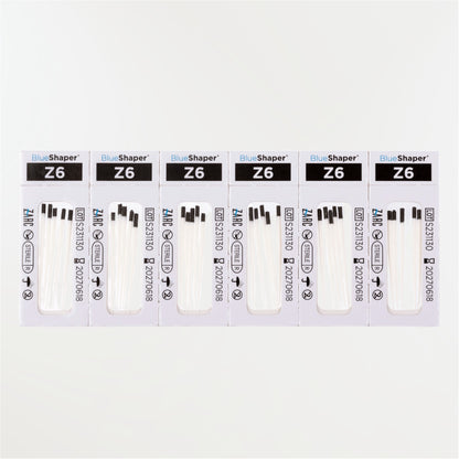 Pointes de papier stériles BlueShaper ZARC – tailles Z3 à Z7, blisters individuels de 6, boîte de 180