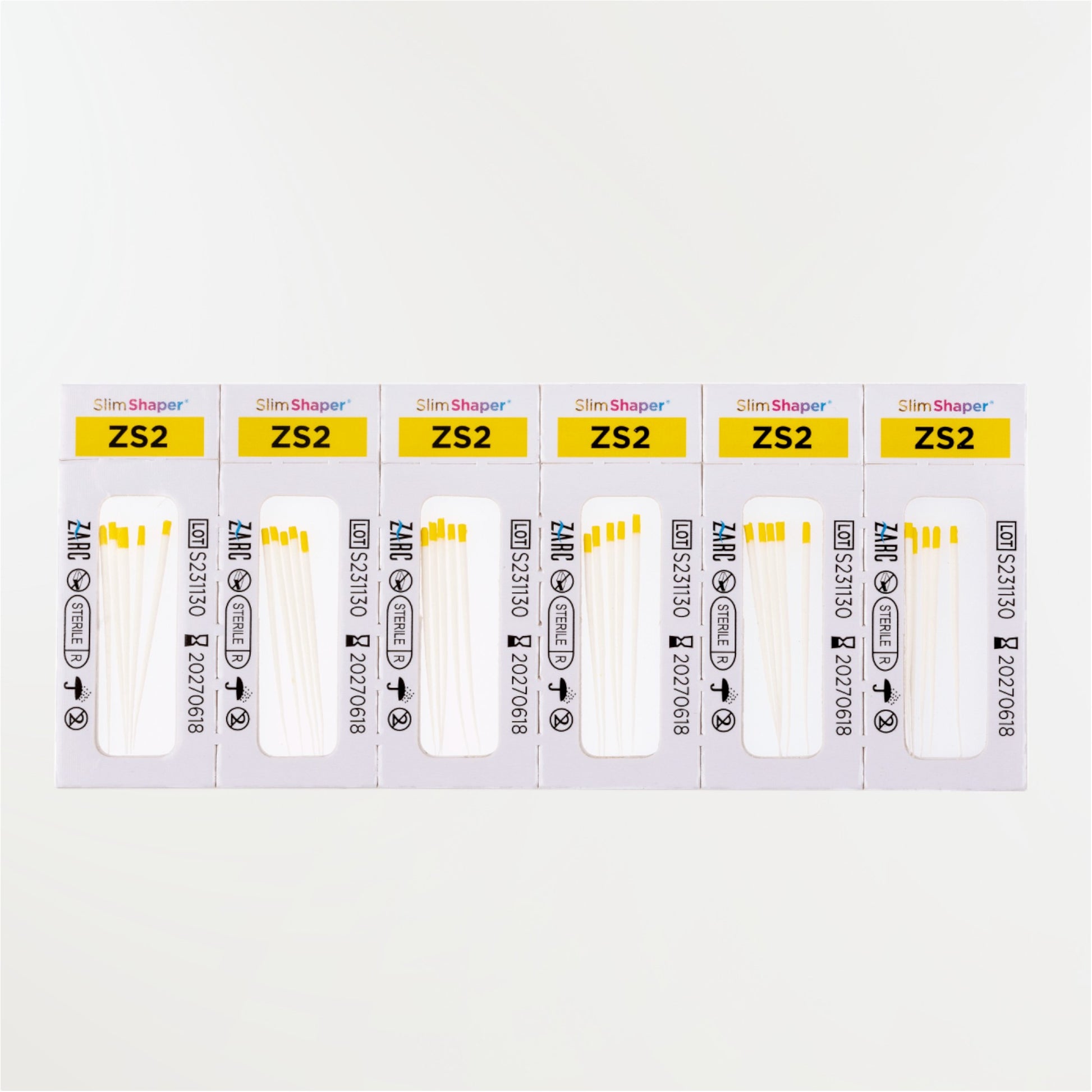 Pointes de papier stériles Slim Shaper ZARC – tailles ZS1 ZS2 ZS3, blisters individuels de 6, boîte 180