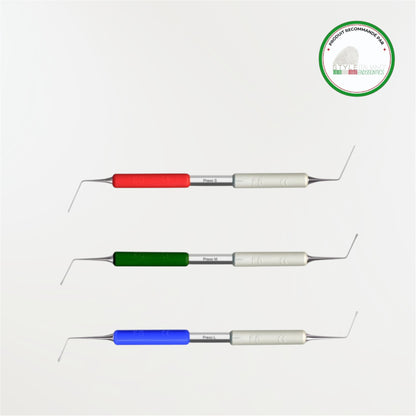 Fouloir endodontique Prexo Deppeler en acier inoxydable, disponible en tailles S, M et L pour la compaction de gutta-percha et la manipulation des biocéramiques.