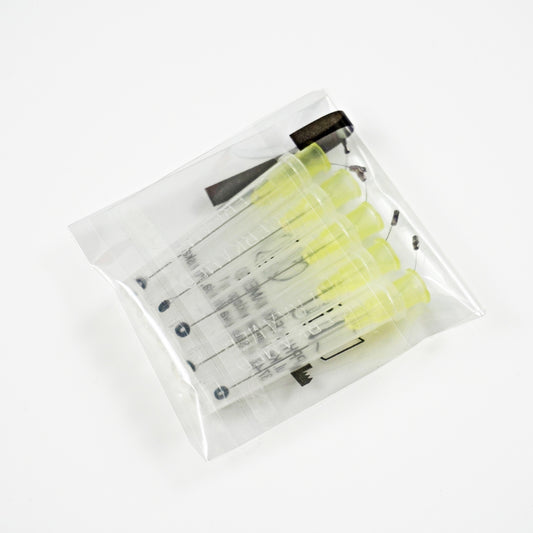 Accessoires et embouts de rechange pour BTR Pen, disponibles en diamètres de fil de 0,3 mm, 0,4 mm et 0,5 mm pour le retrait des instruments fracturés en endodontie.